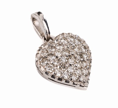 18 kt Gold Brillant-Herzanhänger, WG 750/000, Brillanten zus. ca. 0.30 ct Weiß/si, total ca. 1.7 g