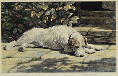 Herbert Thomas Dicksee, 1862 - 1942, Place in the sun, Farbradierung, monogrammiert in d Platte HD und dat. 1924, unter Glas, Rahmen, PP. Ausschnitt ...