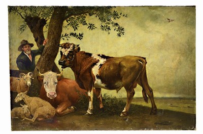 Karl Plock, 1861-1924, Kopie nach Paulus Potter (1625-1654) "Der Stier" (1647, heute imMauritshuis Den Haag), Öl/Lwd, links unten sign.: ...