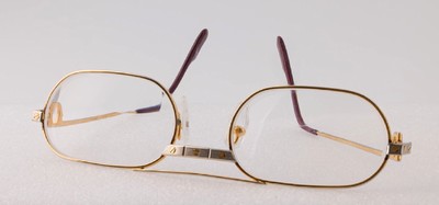 CARTIER Brille, Metall verg., Frankreich, 55-20-140, Vergoldung berieben, sign. und num.Gläser mit Sehstärke, Gebr.-Spuren