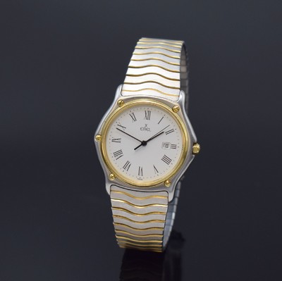 EBEL Sport Classique Armbanduhr Referenz 183903, Schweiz um 1985, quarz, Monocoque- Geh. in Edelstahl/Gold, Gliederband, weißes Zifferbl. m. röm. ...