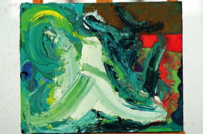 Oliver Herring, geb. 1964, American Series Nr. 12, so rückseitig betitelt, Öl/Lwd,, rückseitig signiert, ca. 41x51cm, dicker pastoser Farbauftrag ...
