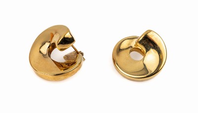 Paar 14 kt Gold Ohrstecker, GG 585/000, hohl gearbeitet, ca. 7.5 g