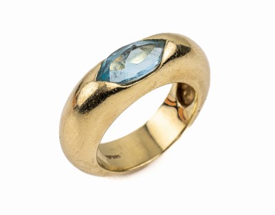 14 kt Gold Topas-Ring, GG 585/000, facett. Topasnavette ca. 2.0 ct, RW 54, ca. 10.1 g