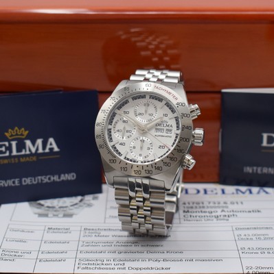 DELMA Herrenchronograph Montego in Stahl Referenz 41701.732.6.011, Schweiz um 2020, Automatik, beids. verg. Geh., Boden u. Krone verschr., Saphirgl., ...