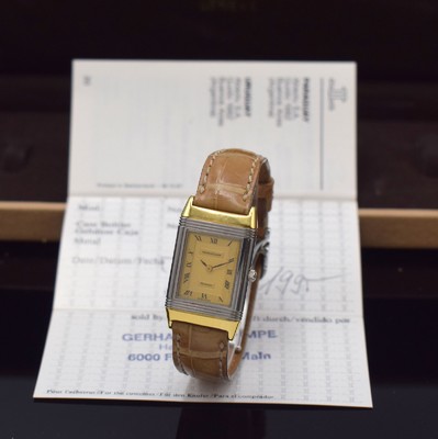 Jaeger-LeCoultre Reverso Damenarmbanduhr in Edelstahl und Gold Referenz 261.5.08, Schweiz um 1995, quarz, drehbares Wendegehäuse, Rückseite m. ...