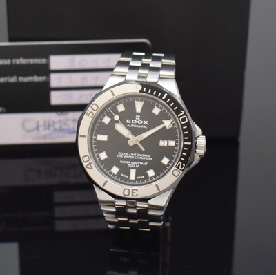 EDOX Delfin Herrenarmbanduhr in Stahl Referenz 80110, Schweiz verk. lt. beil. Pap. 05/2020, Automatik, Gliederband m. dopp. Faltschl., Boden u. Krone ...