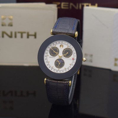ZENITH Pacific Armbanduhr Referenz 27.2010.393 mit Vollkalender, Schweiz verk. lt. beil. Pap. 02/1995, quarz, verg. Geh., Stahlboden gedr., neutr. ...