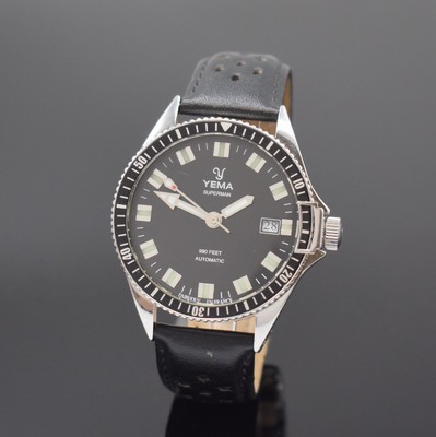 YEMA Superman auf 400 Stück limitierte Herrenarmbanduhr in Stahl Referenz YMHF1550A, Frankreich um 2020, Automatik, Boden u. Krone verschr., orig. ...
