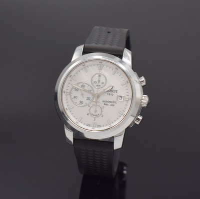 TISSOT PRC 200 Herrenarmbanduhr mit Chronograph in Stahl Referenz T014427A, Schweiz um 2010, Automatik, beids. vergl. Geh., Saphirgl., Boden u. Krone ...