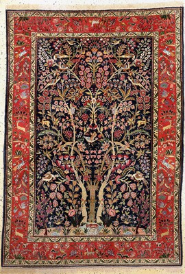 Täbriz fein(50 Raj) alt, Persien, um 1940, Korkwolle mit und auf Seide, ca. 205 x 143 cm,EHZ: 2