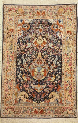 Esfahan fein alt, Persien, um 1960, Korkwolle mit und auf Seide, ca. 160 x 107 cm,ca. 1,0 Mio. Kn/qm, EHZ: 2