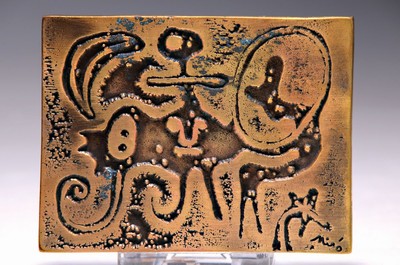 Nach Joan Miro, 1893-1983, "Laurels Number One 1947", Bronzerelief, verso bezeichnet, hrsg von der Fundacio Joan Miro, 11x8,5 cm, inorig. ...
