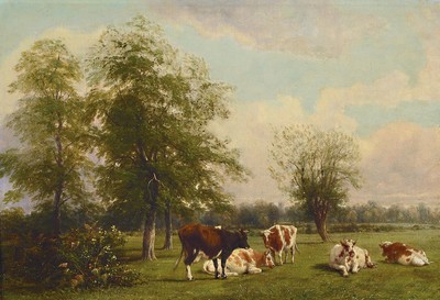 Thomas Baker, 1809 Brimingham-1864 Leamington Spa/Warwickshire, "meadow scene in the vicinity of Whitnash", so laut Bakers Tagebuch ...