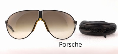 PORSCHE DESIGN Sonnenbrille, zusammenklappbar, Rahmen mattschwarz, in orig.Lederetui, Gebr.-Spuren