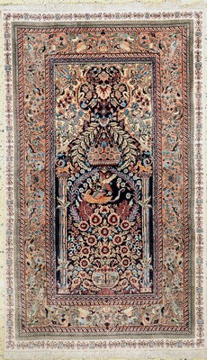 Hereke Seide, China, ca. 50 Jahre, reine Naturseide, ca. 153 x 92 cm, ca. 1,0 Mio. Kn/qm, EHZ: 1-2