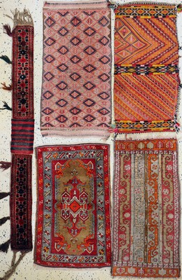 5 Lots Taschen & Yastik, Türkei, um 1920, Wolle auf Wolle, ca. 96 x 50 cm, EHZ: 2