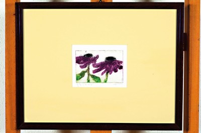 Klaus Fußmann, geb. 1938 Velbert, Echinacea purpurea, Farbradierung von 1998, handsign. und num. 49/200, ca. 8x11cm, PP, u.Gl., R. ca. 30x38cm