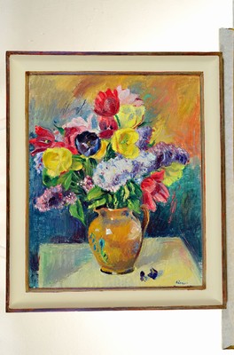Paul Emil Börner, 1888-1970 Meissen, Blumenstillleben, Öl/Hartfaser, rechts unten signiert, ca. 53x44cm, R. ca. 61x52cm