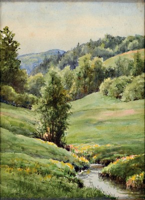Hanny Franke, 1890 Koblenz - 1973 Frankfurt am Main, 4 Werke: Baumstudie, Öl/Karton, 31x24cm; Flusslauf, Aquarell, 30x22 cm; "An der Nidda im ...