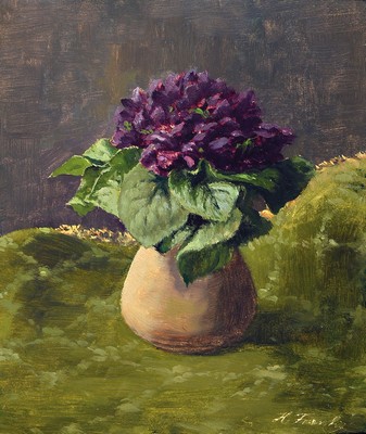 Hanny Franke, 1890 Koblenz-1973 Frankfurt am Main, 3 Werke: Blumenstillleben, Öl/Karton, 25x21 cm; "Königskerze", Öl/Karton, 36x29 cm; ...