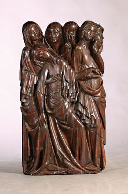 Gipsrelief nach Vorbild Relief: "Pamoison e laVierge " XIV. Jh., Eglise Notre Dame de Louvre, Nachbildung, wohl um 1900, patiniert, leicht ...