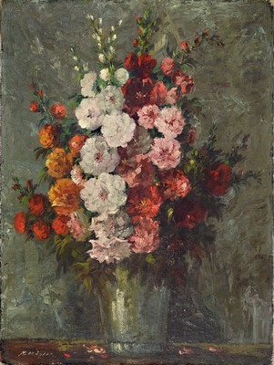 M. Kühler, Künstler der Mitte des 20.Jh., Blumenstillleben, pastoser Farbauftrag, links unten signiert, Öl/Lwd, ungerahmt, 80x60 cm, Reinigung ...