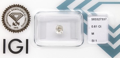 Loser Diamant, 0.61 ct Getönt(M)/si1, rectangular Cushion Antique Brillant, eingeschweißt, mit IGI-Expertise