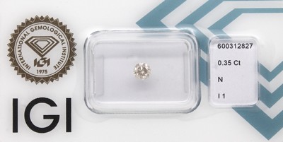 Loser Brillant, 0.35 ct Getönt(M)/p1, eingeschweißt, mit IGI-Expertise