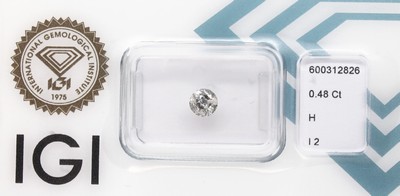 Loser Brillant, 0.48 ct Weiß(H)/p2, eingeschweißt, mit IGI-Expertise