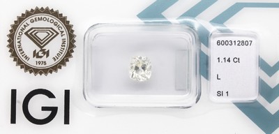 Loser Diamant, 1.14 ct get. Weiß(L)/si1 Rectangular Cushion Antique Brillant, eingeschweißt, mit IGI-Expertise