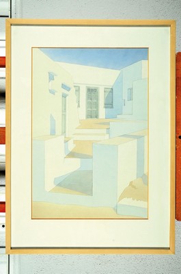 Lothar Braun, geb. 1931 Krefeld, Häuser im Süden, Aquarell auf Papier, ca. 50x34cm, PP, u.Gl., R. ca. 68x50cm