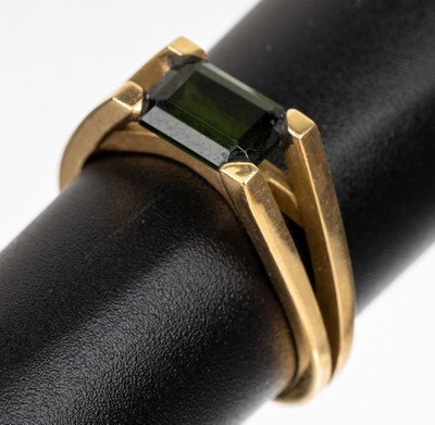 18 kt Gold Turmalin-Ring, GG 750/000, Turmalin im Treppenschliff ca. 1.0 ct, RW 54, ca. 4.7 g