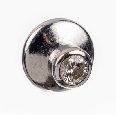 14 kt Gold Brillant-Stickpin, WG 585/000, Brillant ca. 0.20 ct Weiß/si, Halterung Metall