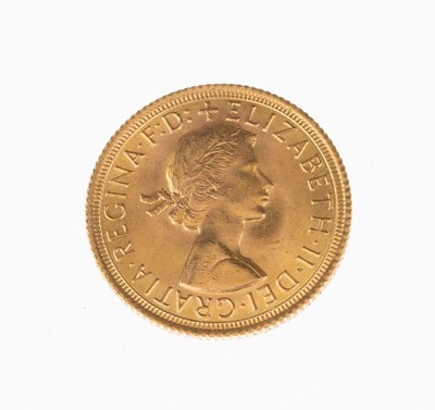 Goldmünze Sovereign, Großbritannien, 1967, Elizabeth II., RV: Heiliger Georg hoch zu Rossim Kampf mit dem Drachen