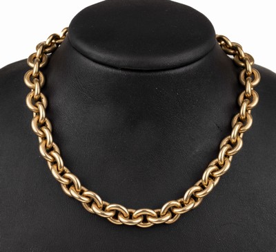 14 kt Gold Kette, ca. 64.3 g, GG 585/000, L. ca. 51.5 cm, gr. Karabinerschließe