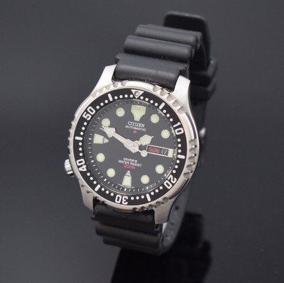 CITIZEN Divers Promaster Herrenarmbanduhr in Stahl, Japan um 1980, Automatik, Boden u. Krone verschr., Lünette m. 60er Teilung eins. drehb., ...