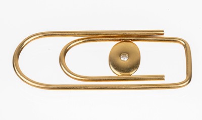18 kt Gold Brillant Geldklammer, GG 750/000, kl. Brillant, ca. 15.2 g, ca. 6.3 x 2.5 cm
