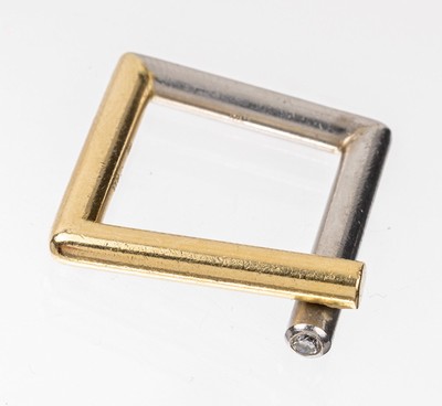 18 kt Gold/Platin Diamant-Ring, GG 750/000 und Pt 950/000, quadratisch, kl. Diamant ca. 0.08 ct grav., ausgefallen, Innendurchmesser ca. 2.0 x 2.0 ...