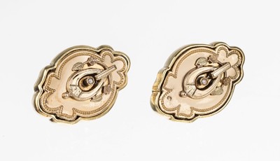 Paar 14 kt Gold Ohrhänger, GG 585/000, nachdem Vorbild von 1880, geschwungen geometrisch,ca. 7.1 g