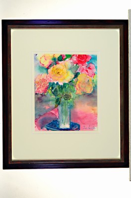 Lilo Fürst-Ramdohr, 1913 Aschersleben-2013 Starnberg, Stillleben mit Rosen, Aquarell auf Papier, rechts unten signiert, ca. 34x28cm, PP, u.Gl., R. ...