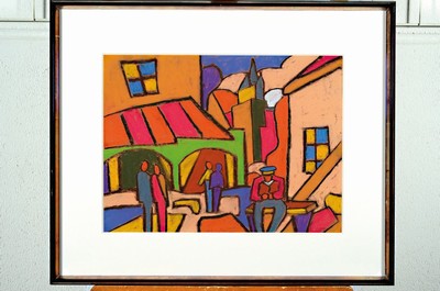 Miklos Farkashazy, 1895-1964, Stadt, Pastell auf Malkarton, rechts unten signiert, ca. 35.5x45.5cm, PP, u.Gl., R. ca. 54x64cm