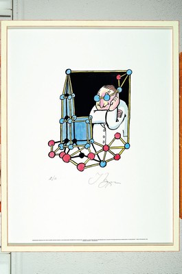 Tomi Ungerer, 1931-2019, 2 Farbserigraphien:Le foot contre le shoot, von 1990, auf Bütten, nicht num., Auflage 100 Exempl., rechts unten ...