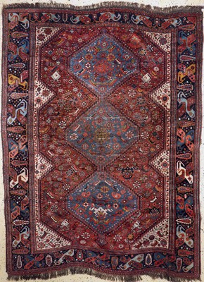 Antiker Khamseh, Persien, 19.Jhd, Wolle aufWolle, ca. 264 x 193 cm, EHZ: 4