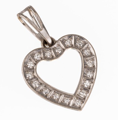 18 kt Gold Diamant-Herzanhänger, WG 750/000, 8/8-Diamanten zus. ca. 0.20 ct Weiß/si, total ca. 2.0 g