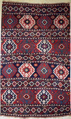 Antiker Kuba Kelim, Kaukasus, 19.Jhd, Wolleauf Wolle, ca. 340 x 210 cm, EHZ: 2(Restauriert)