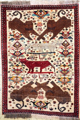 Ghaschgai-Kashkuli fein, Persien, ca. 50 Jahre, Wolle auf Wolle, ca. 185 x 130 cm, EHZ:2, (kleine Mottenfraß Stellen).