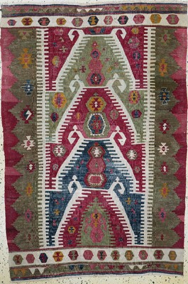 Antiker Anatol Kelim, Türkei, 19.Jhd, Wolleauf Wolle, ca. 165 x 106 cm, EHZ: 2(Restauriert).