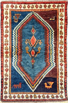 Gabbeh alt, Persien, um 1950, Wolle auf Wolle, ca. 153 x 102 cm, Mottenfraß, EHZ: 2
