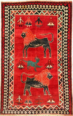 Gabbeh alt, Persien, um 1960, Wolle auf Wolle, ca. 177 x 111 cm, verkürzt, EHZ: 2